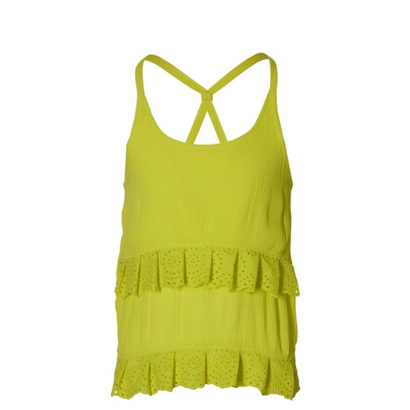 Kids Bright Yellow Ruffle Tank Top - Picture 1 of 3